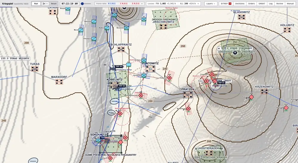 Time-lapse of the fight below the Pratzen with French and allied loss counters rising